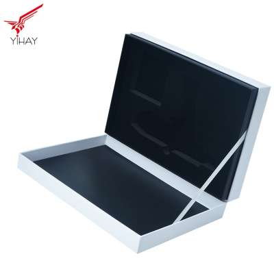 Free samples Eco-friendly paper white color box with black tray perfume packing box with EVA